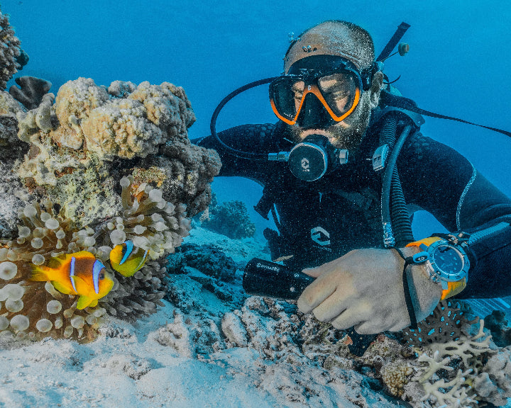 Diver wearing DynamicNord dive equipment.