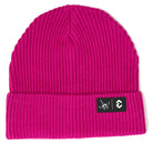 Pink beanie with a black label DynamicNord Logo