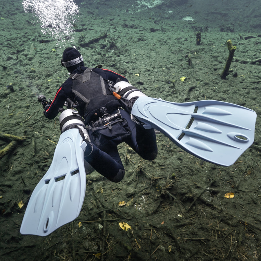 Tech Fins Fourth Element Grey while diving